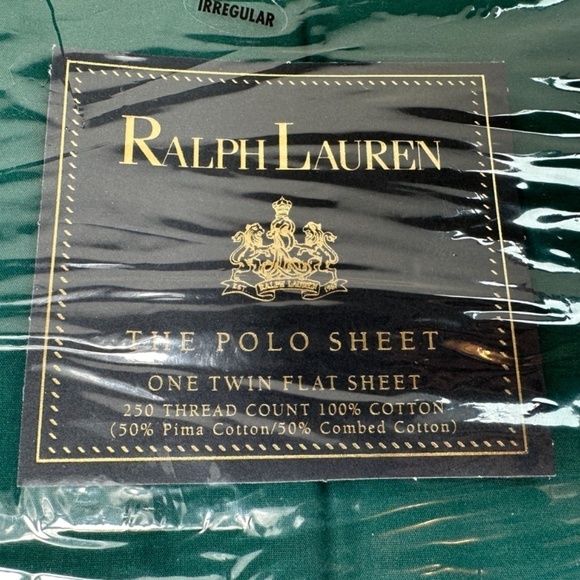 NEW Ralph Lauren Polo Green Twin Flat Sheet 250 Thread 100% Cotton - Picture 4 of 10
